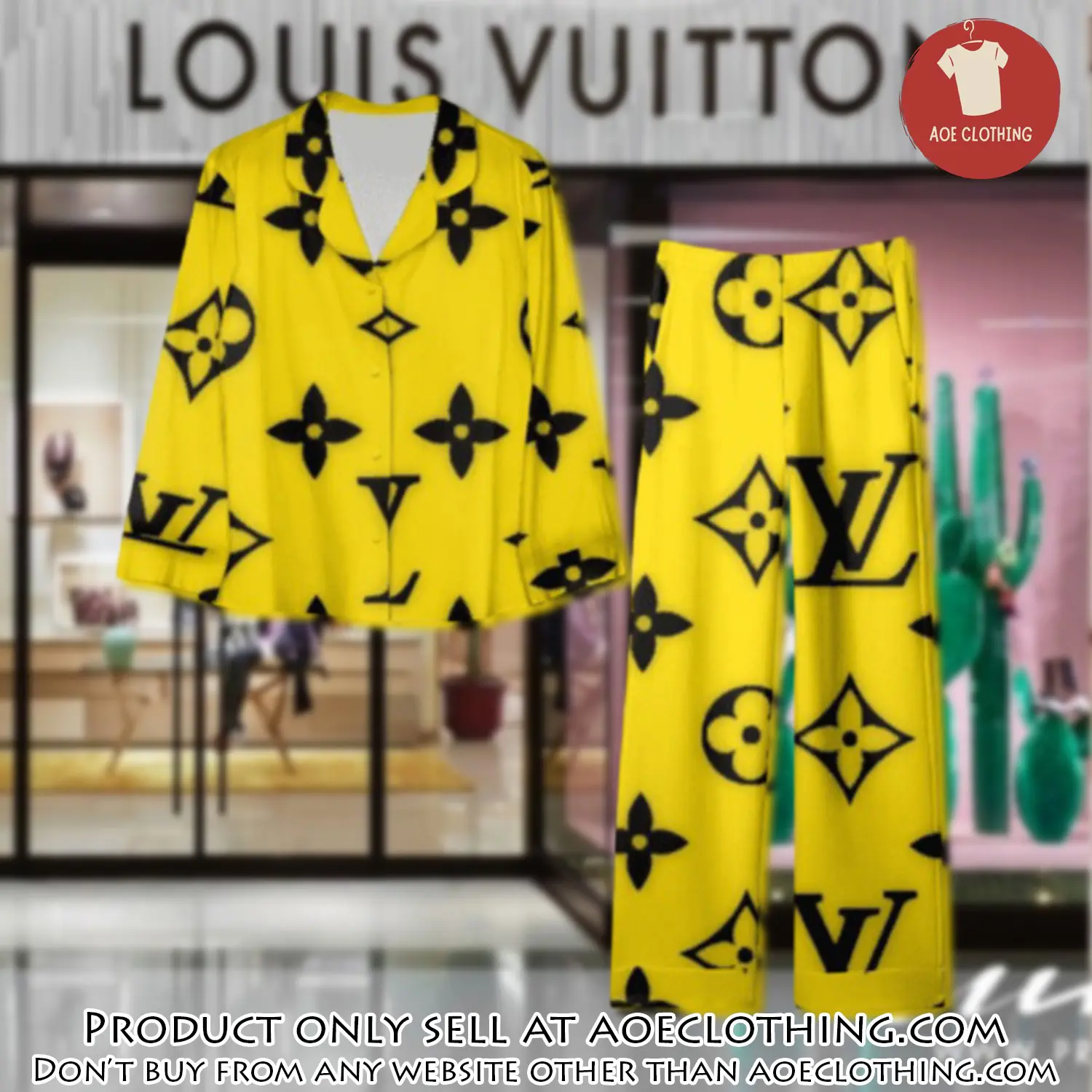 Trending luxury lv satin pajama set pjs1107 aoe2554101